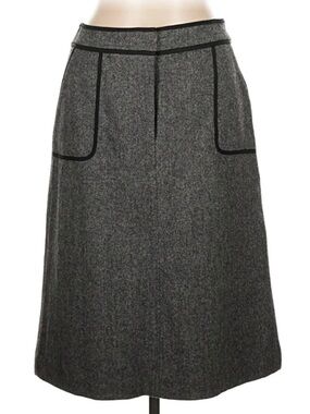 LOFT Gray A-Line Skirt with Black Piping